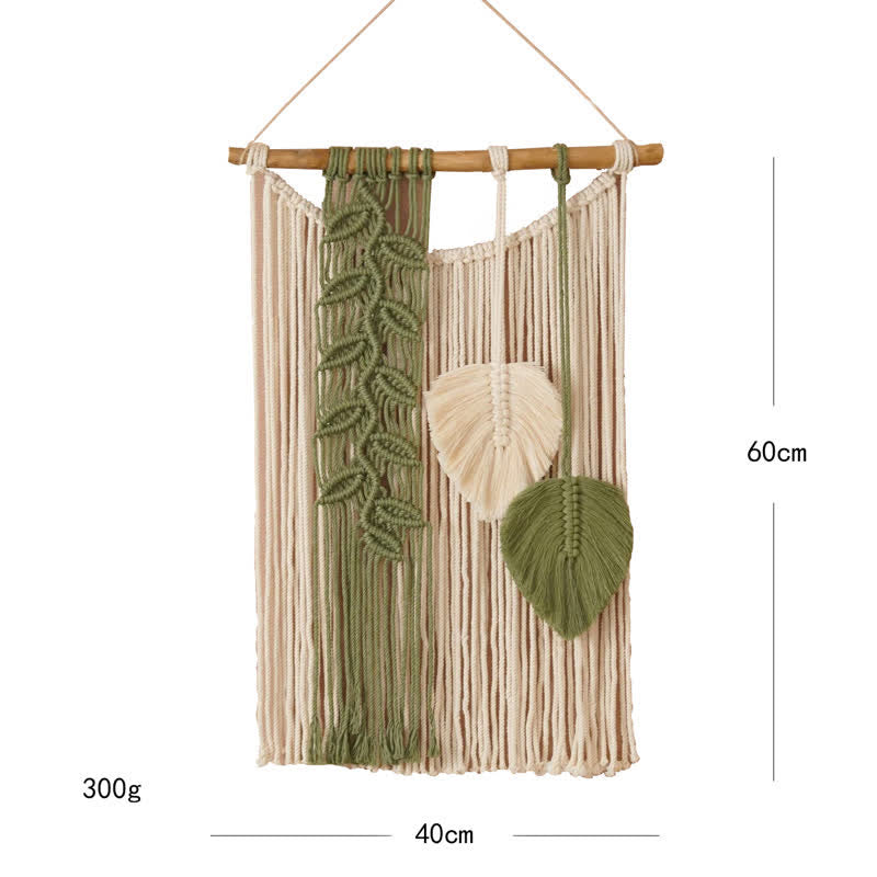 Olivenorma Handwoven Yellow Green Leaves Tassel Wall Decor - Green - 40*60cm - image 2