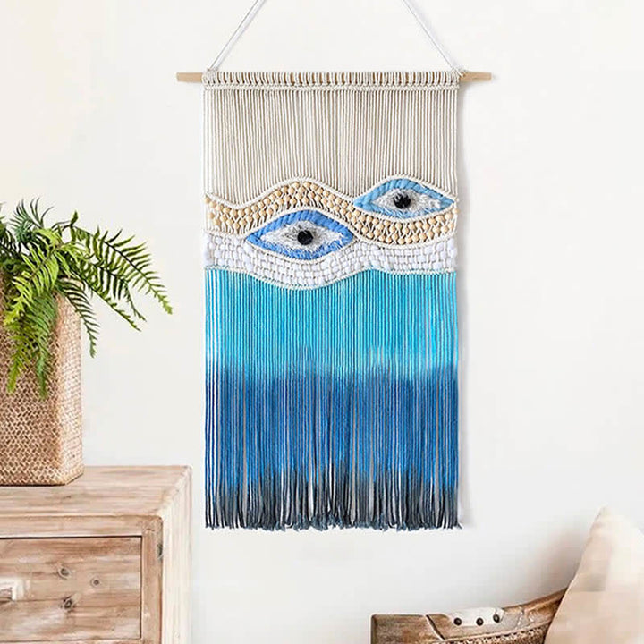 Olivenorma Weave Blue Evil Eye Dyed Tapestry Wall Decor - image 2