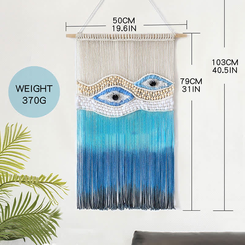 Olivenorma Weave Blue Evil Eye Dyed Tapestry Wall Decor - image 8