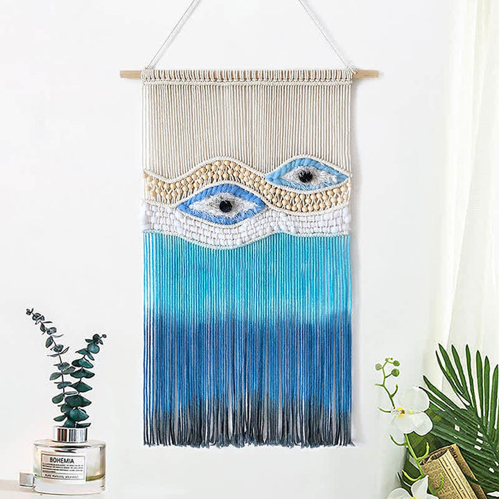 Olivenorma Weave Blue Evil Eye Dyed Tapestry Wall Decor - Evil Eye - 50*79cm - image 0