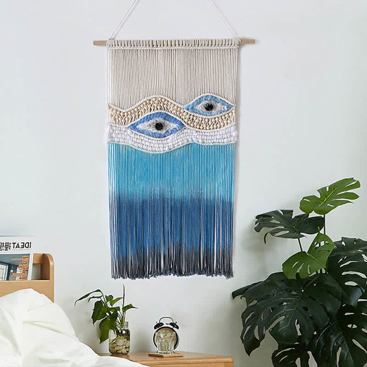 Olivenorma Weave Blue Evil Eye Dyed Tapestry Wall Decor - image 3