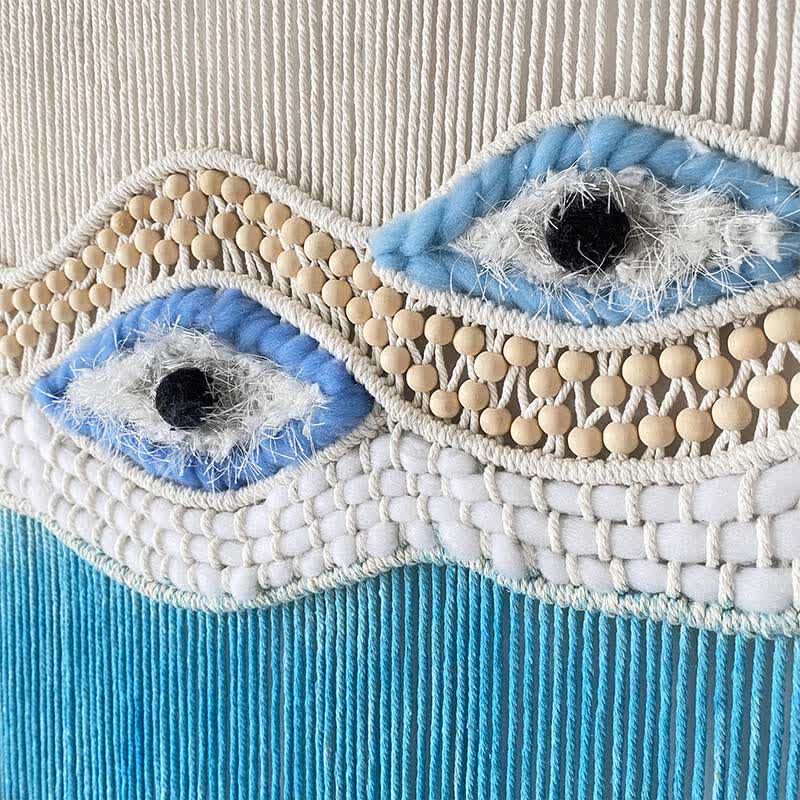 Olivenorma Weave Blue Evil Eye Dyed Tapestry Wall Decor - image 4