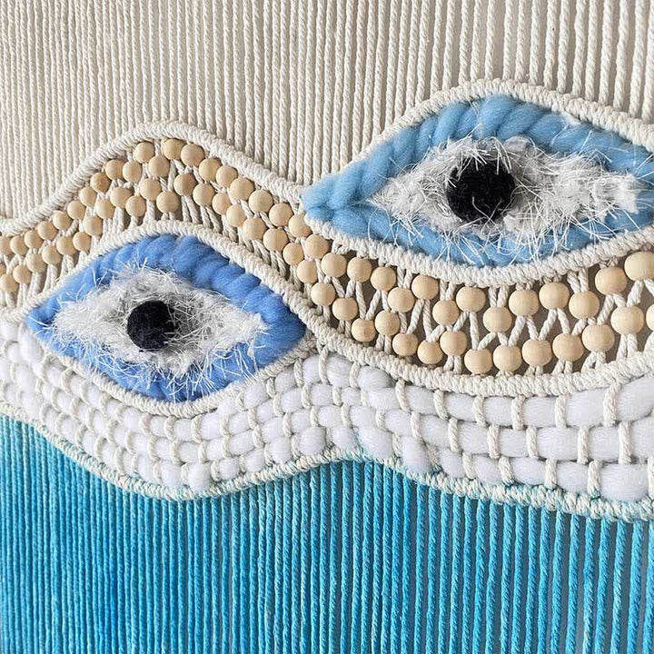 Olivenorma Weave Blue Evil Eye Dyed Tapestry Wall Decor - image 4
