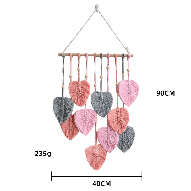 Olivenorma Handwoven Cotton Rope Leaf Tapestry Wall Decor - Pink - image 7
