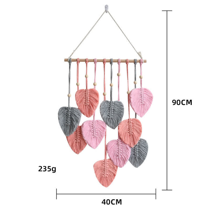 Olivenorma Handwoven Cotton Rope Leaf Tapestry Wall Decor - Pink - image 7
