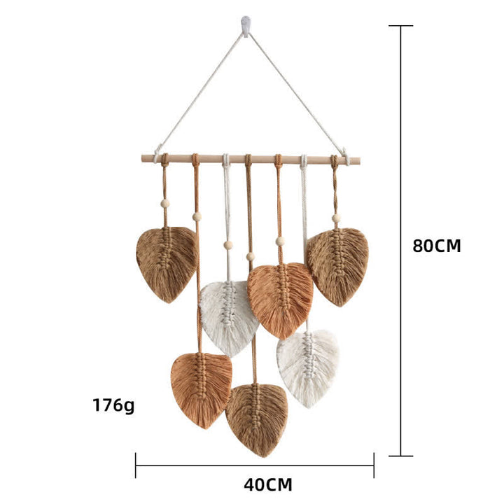 Olivenorma Handwoven Cotton Rope Leaf Tapestry Wall Decor - Khaki - image 1