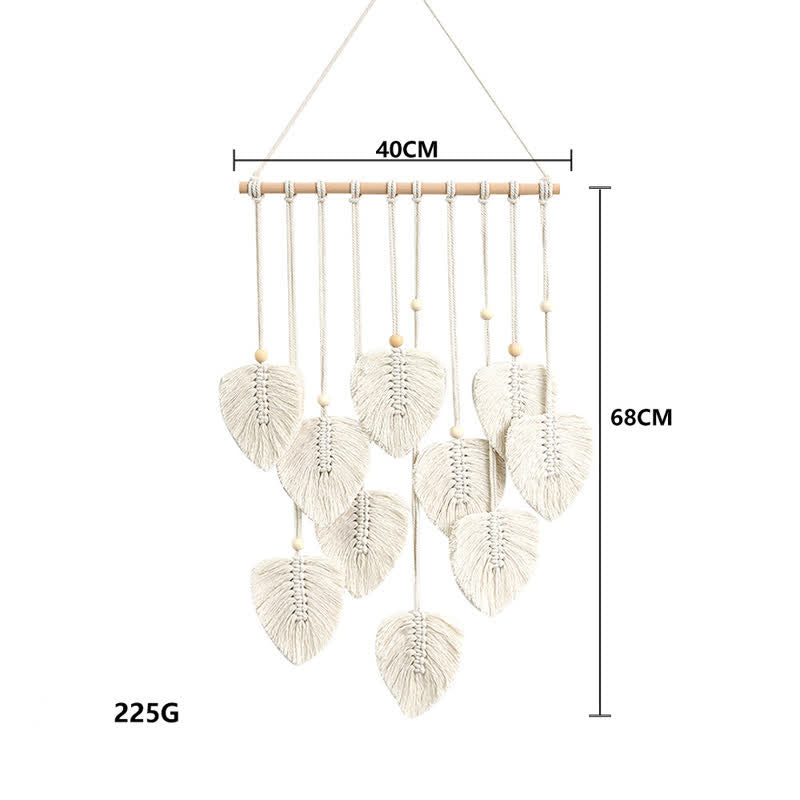 Olivenorma Handwoven Cotton Rope Leaf Tapestry Wall Decor - White - image 10