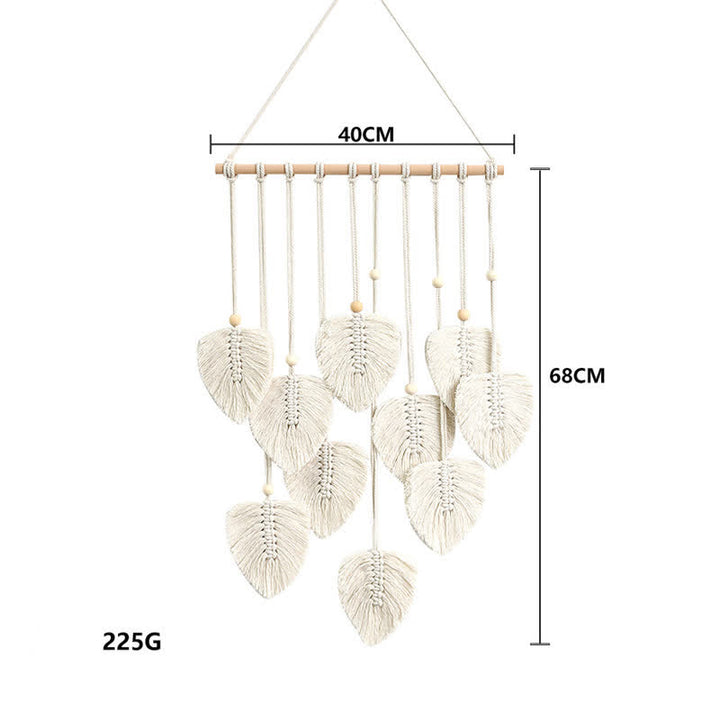 Olivenorma Handwoven Cotton Rope Leaf Tapestry Wall Decor - White - image 10