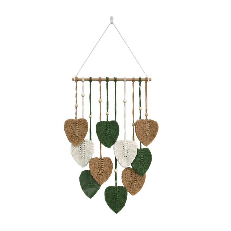 Olivenorma Handwoven Cotton Rope Leaf Tapestry Wall Decor - Brown-Green - image 15