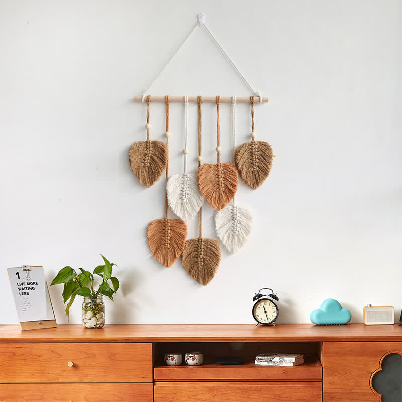 Olivenorma Handwoven Cotton Rope Leaf Tapestry Wall Decor - image 2