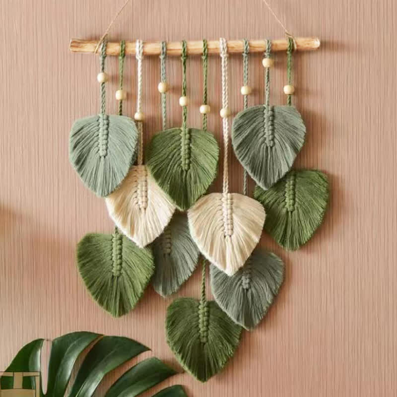 Olivenorma Handwoven Cotton Rope Leaf Tapestry Wall Decor - image 6