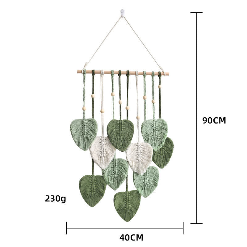 Olivenorma Handwoven Cotton Rope Leaf Tapestry Wall Decor - Green - image 4