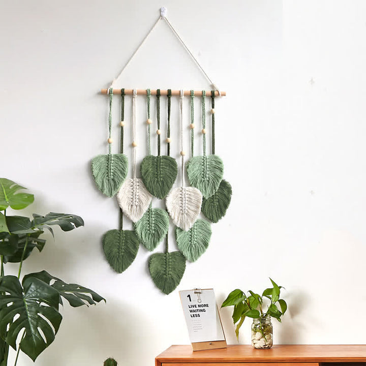 Olivenorma Handwoven Cotton Rope Leaf Tapestry Wall Decor - image 5