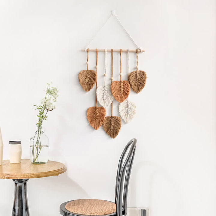 Olivenorma Handwoven Cotton Rope Leaf Tapestry Wall Decor - image 3