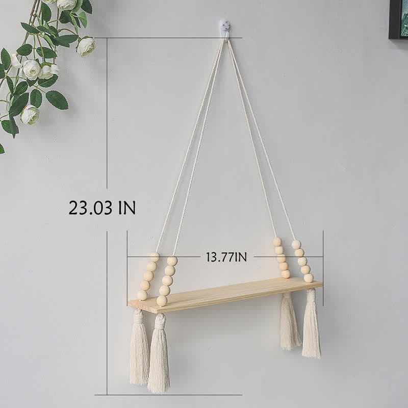 Olivenorma Cotton Rope Wooden Board Storage Rack Wall Decor - image 1
