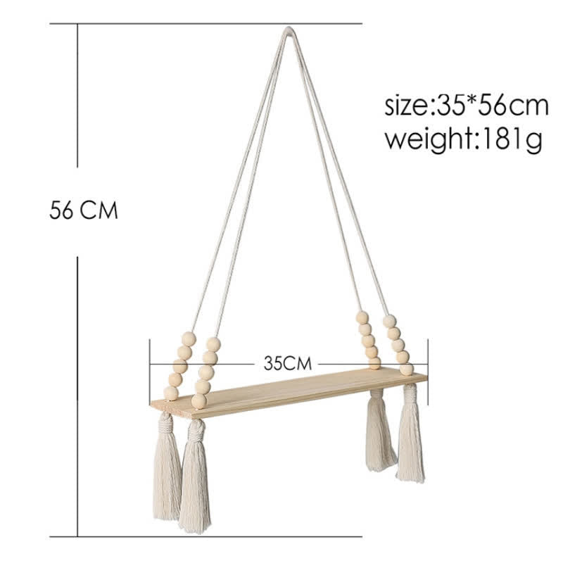 Olivenorma Cotton Rope Wooden Board Storage Rack Wall Decor - image 2