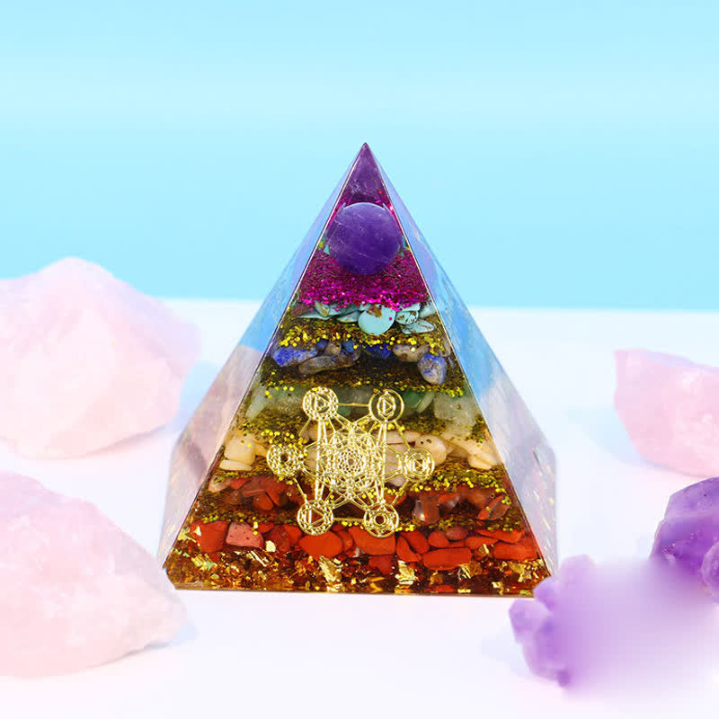 Olivenorma Chakra Metatron's Cube Orgone Pyramid - 6cm*6cm - image 0