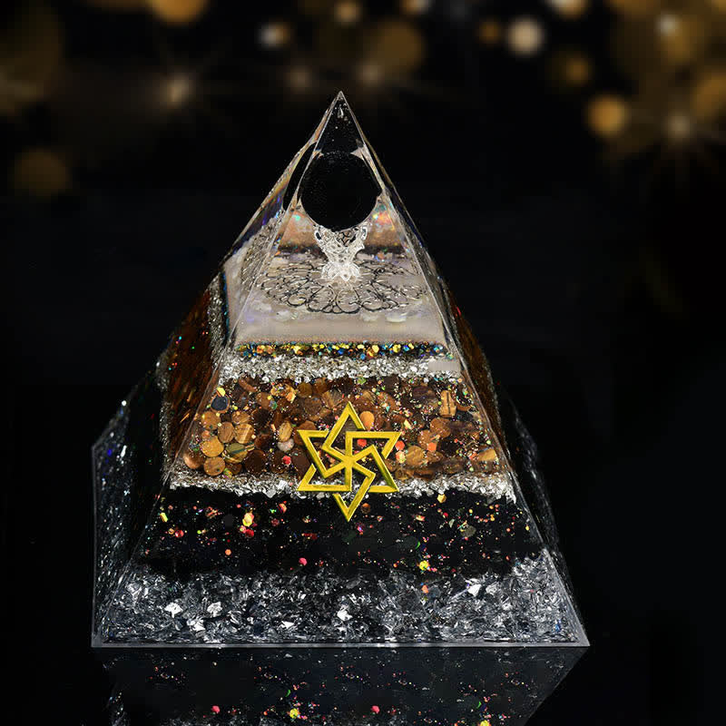 Olivenorma Chakra Energy Triangle Crystal Ball Orgone Pyramid - Safe Journey - 15cm*15cm - image 1