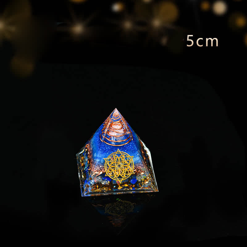 Olivenorma 5-15cm Clear Crystal Blue Aventurine Orgone Pyramid - Peaceful and Health - 5cm - image 1