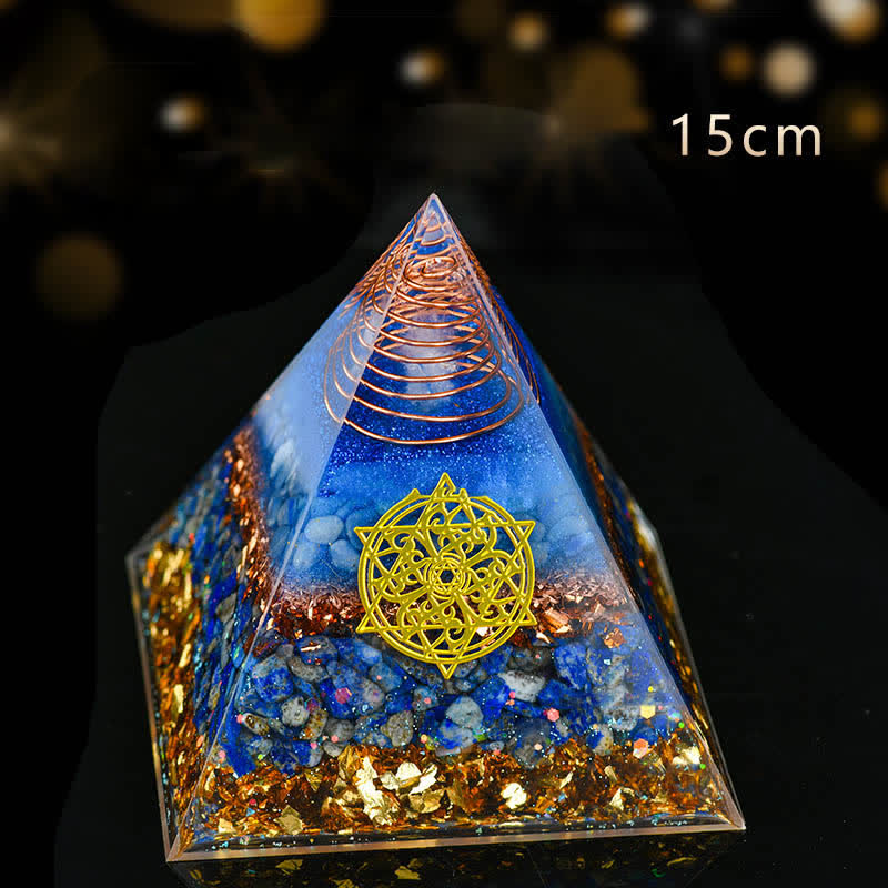Olivenorma 5-15cm Clear Crystal Blue Aventurine Orgone Pyramid - Peaceful and Health - 15cm - image 6