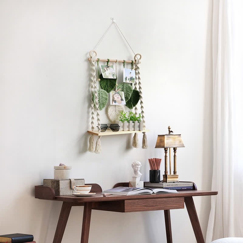 Olivenorma Weave Wood Shelf Storage Rack Wall Decor - image 2