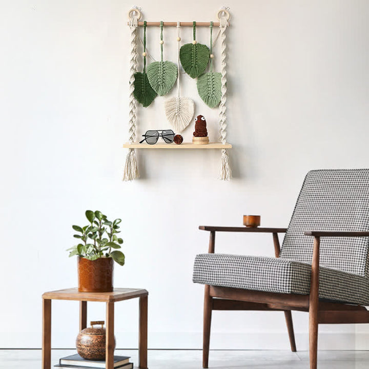 Olivenorma Weave Wood Shelf Storage Rack Wall Decor - image 3