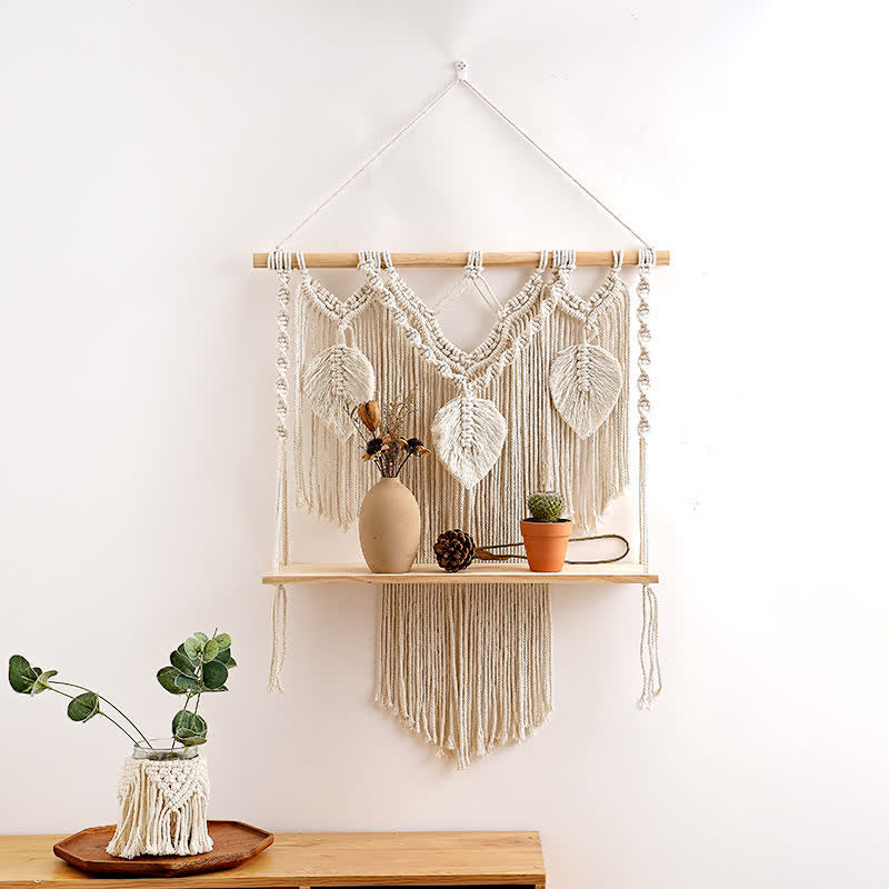 Olivenorma Boho Woven Tapestry Wood Shelf Wall Decor - image 3