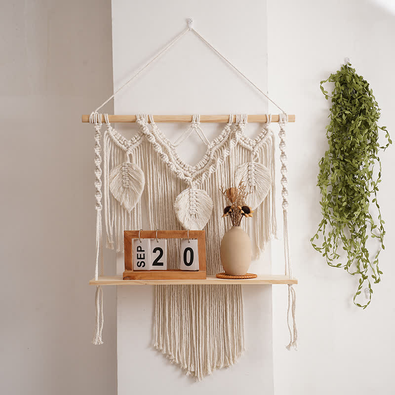 Olivenorma Boho Woven Tapestry Wood Shelf Wall Decor - image 2