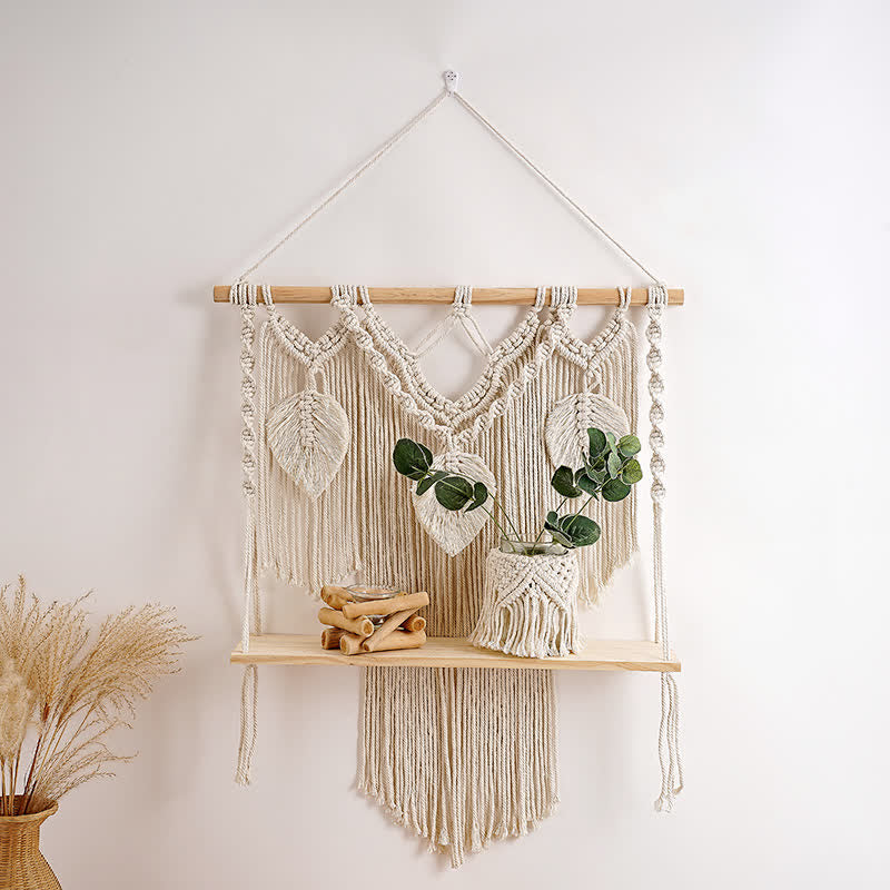 Olivenorma Boho Woven Tapestry Wood Shelf Wall Decor - image 1