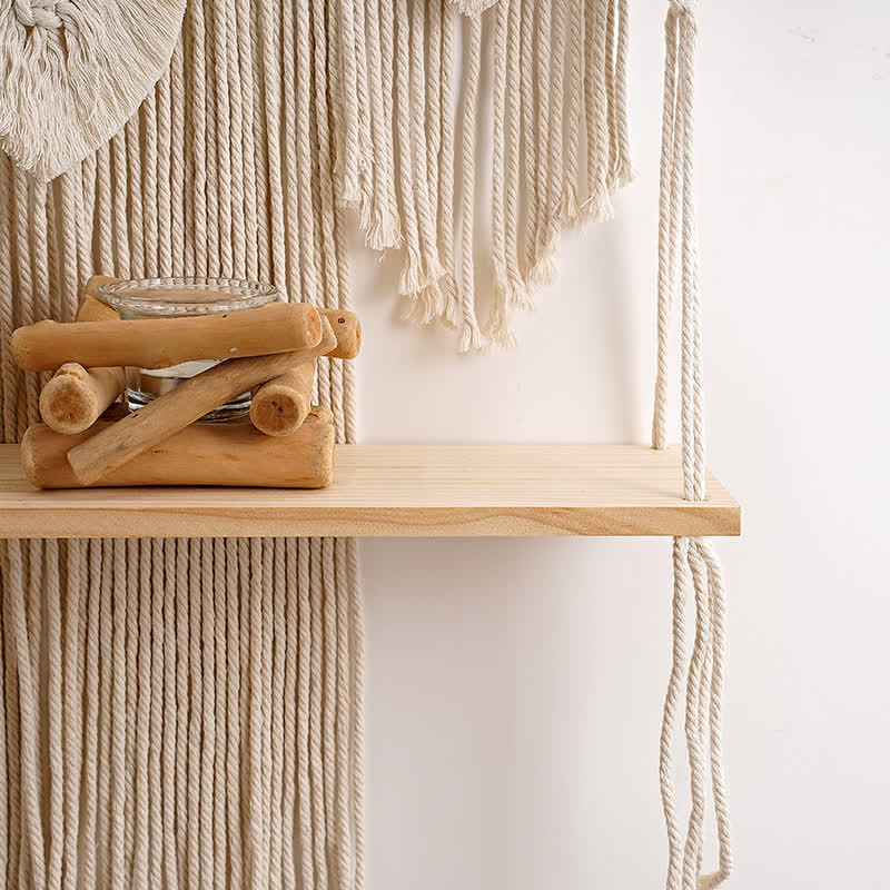 Olivenorma Boho Woven Tapestry Wood Shelf Wall Decor - image 8