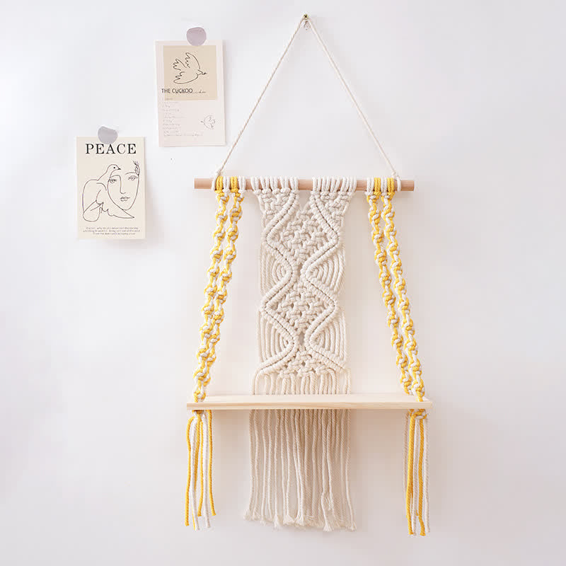 Olivenorma Handwoven Tapestry Wood Shelf Wall Decor - image 13
