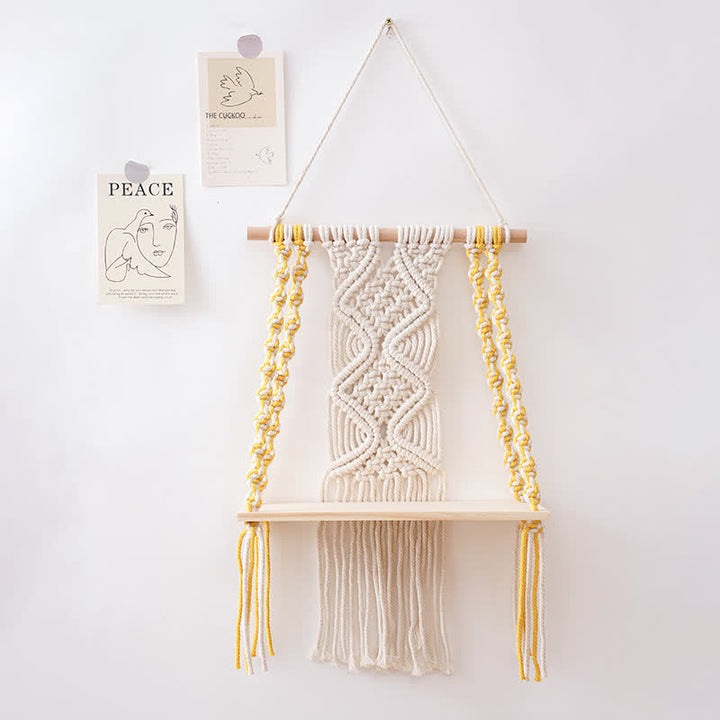 Olivenorma Handwoven Tapestry Wood Shelf Wall Decor - image 13