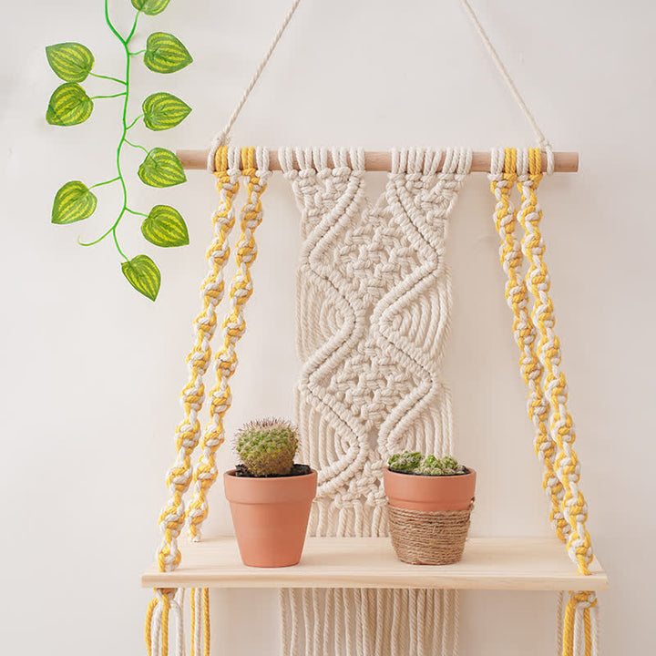 Olivenorma Handwoven Tapestry Wood Shelf Wall Decor - image 10