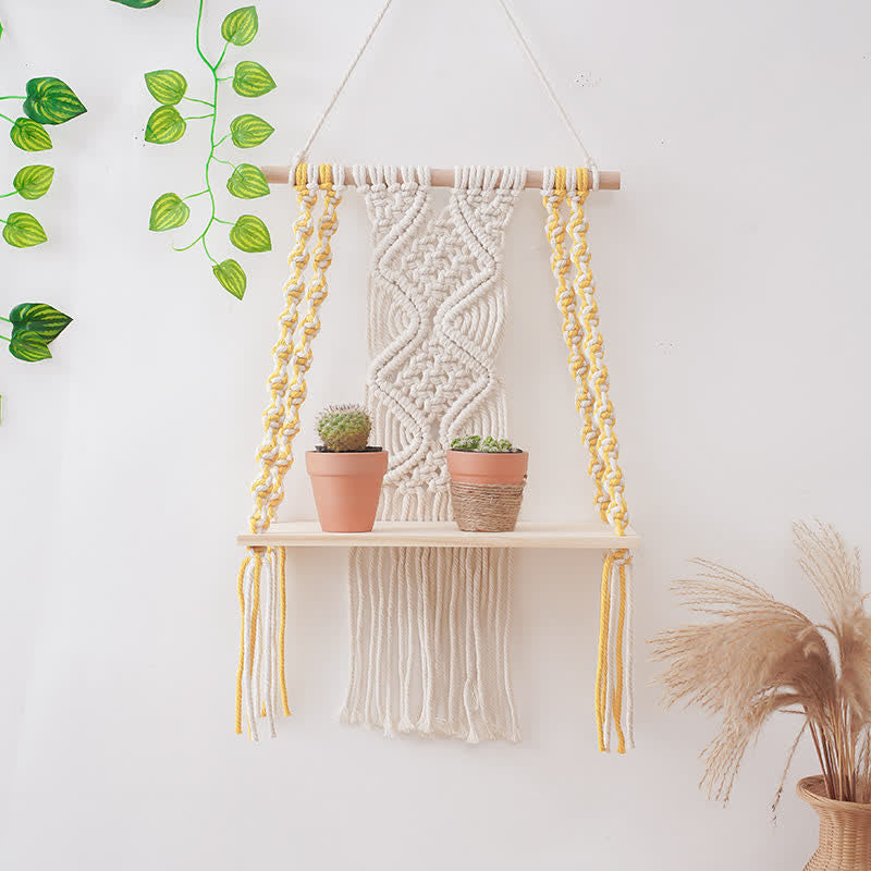 Olivenorma Handwoven Tapestry Wood Shelf Wall Decor - image 11