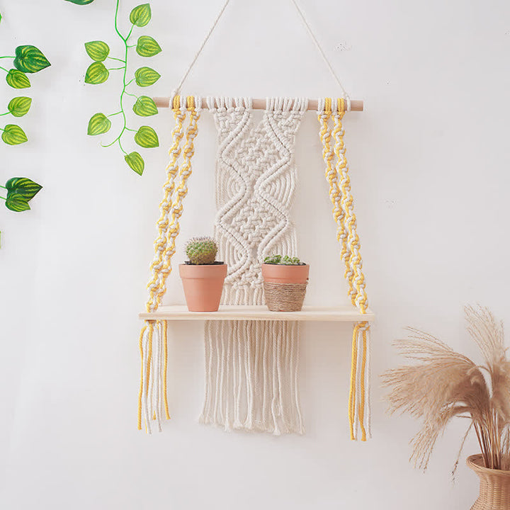 Olivenorma Handwoven Tapestry Wood Shelf Wall Decor - image 11