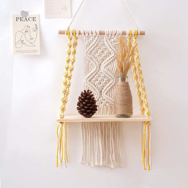 Olivenorma Handwoven Tapestry Wood Shelf Wall Decor - image 12