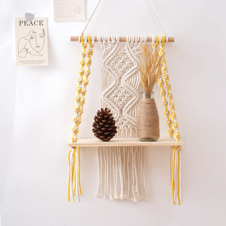 Olivenorma Handwoven Tapestry Wood Shelf Wall Decor - image 12