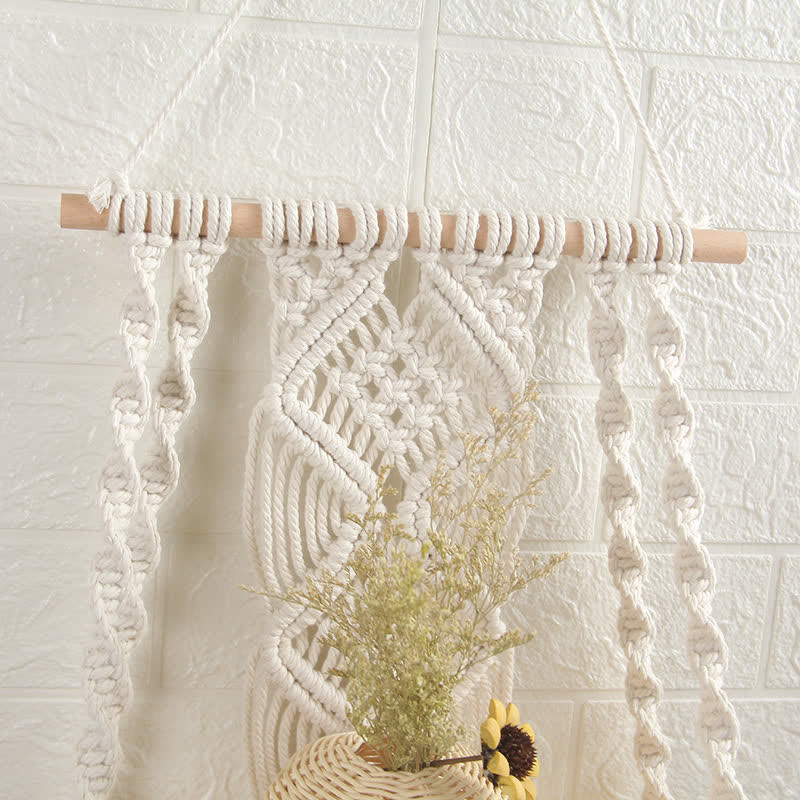 Olivenorma Handwoven Tapestry Wood Shelf Wall Decor - image 6