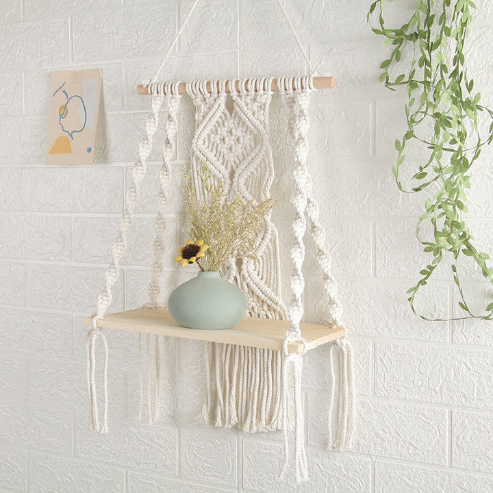 Olivenorma Handwoven Tapestry Wood Shelf Wall Decor - image 7