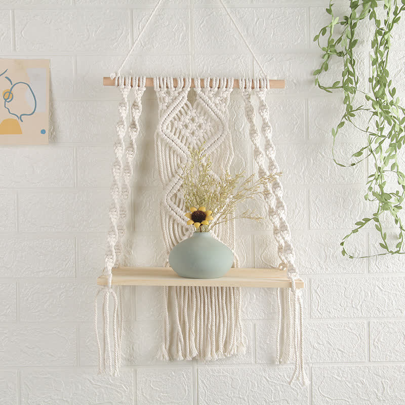 Olivenorma Handwoven Tapestry Wood Shelf Wall Decor - image 1