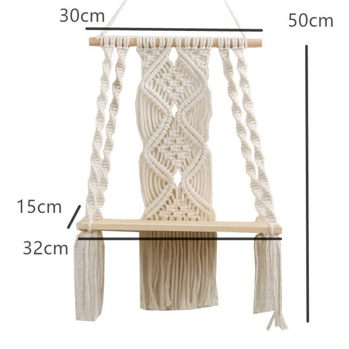 Olivenorma Handwoven Tapestry Wood Shelf Wall Decor - image 18