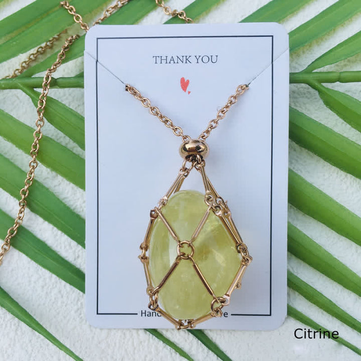 Olivenorma Medium Natural Crystal Rose Gold Pouch Necklace - Citrine - image 11