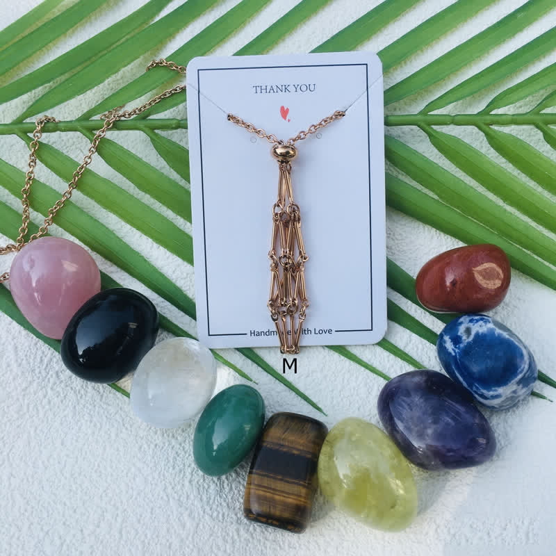 Olivenorma Medium Natural Crystal Rose Gold Pouch Necklace - 9 Crystals - image 19