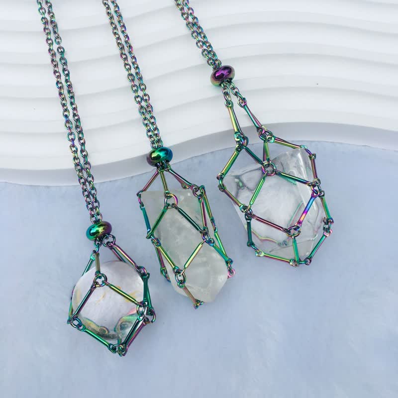 Olivenorma Medium Natural Crystal Color Plating Pouch Necklace - image 0