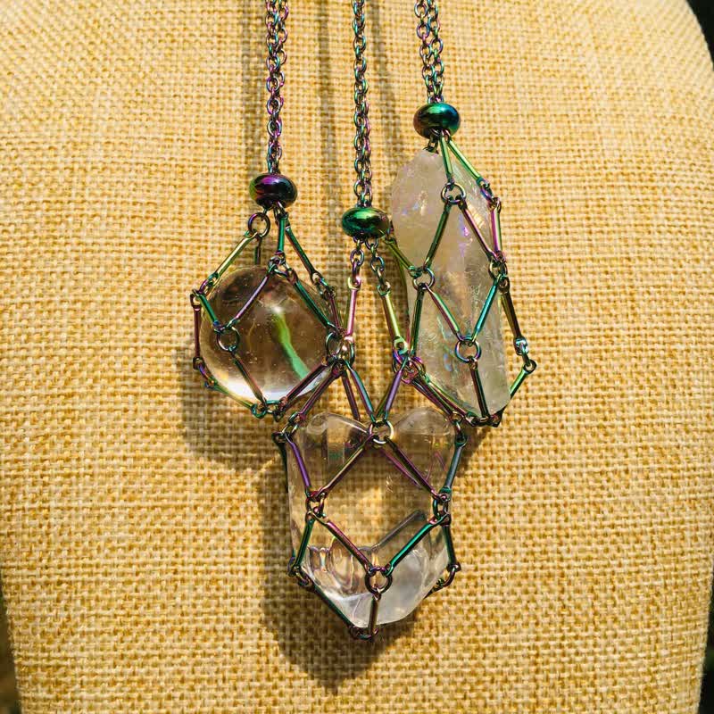 Olivenorma Medium Natural Crystal Color Plating Pouch Necklace - image 21