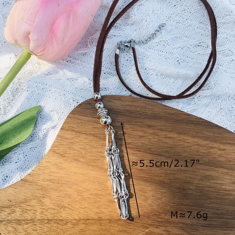 Olivenorma Medium Natural Crystal Pouch Leather Rope Necklace - image 19