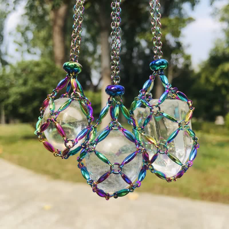 Olivenorma Color Plating Rice Beads Chain Crystal Pouch Necklace - image 0