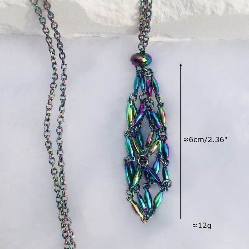Olivenorma Color Plating Rice Beads Chain Crystal Pouch Necklace - image 19