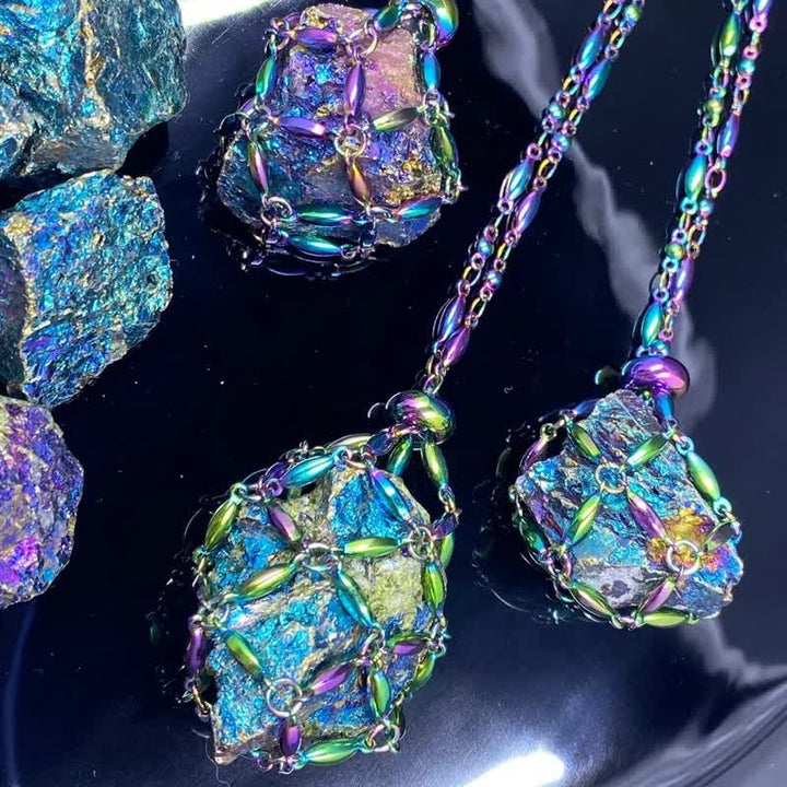Olivenorma Color Plating Rice Beads Chain Crystal Pouch Necklace - image 21