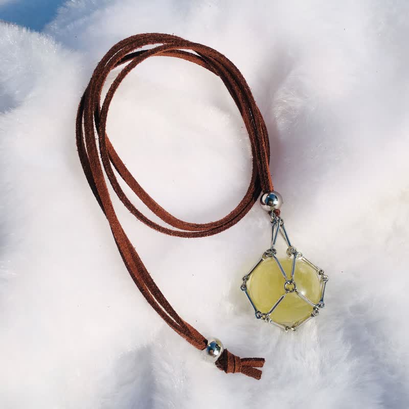 Olivenorma Natural Crystal Pouch Leather Rope Necklace - image 17